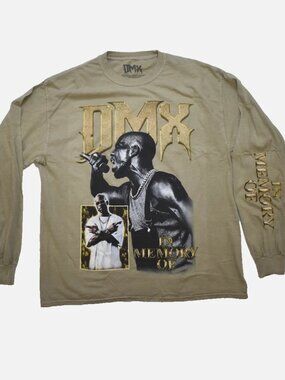 DMX In Memory Of DMX Beige Long Sleeve Mens Shirt New XL